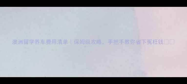 图片 澳洲留学养车费用清单｜保姆级攻略，手把手教你省下冤枉钱🚗💰