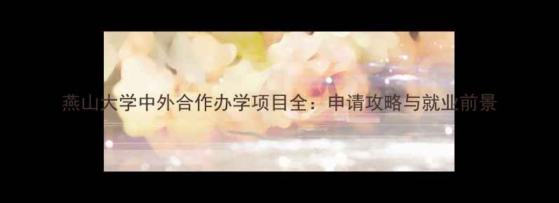 图片 燕山大学中外合作办学项目全：申请攻略与就业前景