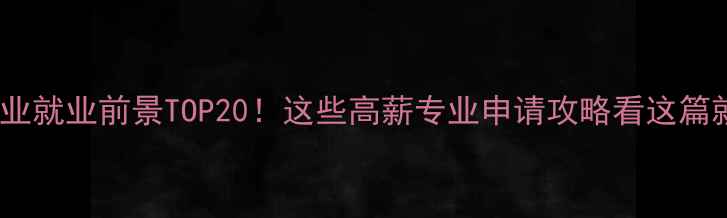 图片 留学专业就业前景TOP20！这些高薪专业申请攻略看这篇就够🔥1
