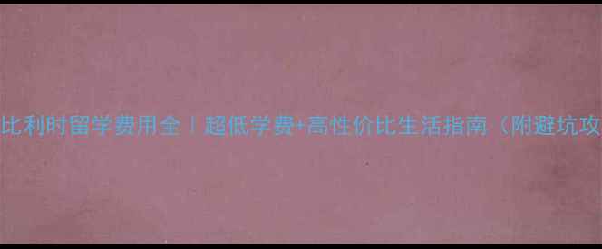 图片 🇧🇪比利时留学费用全｜超低学费+高性价比生活指南（附避坑攻略）