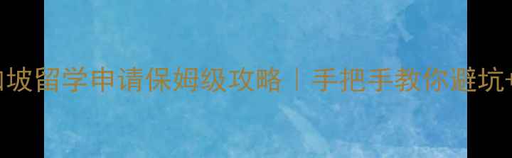 图片 🌟最新！新加坡留学申请保姆级攻略｜手把手教你避坑+规划+省钱🌟