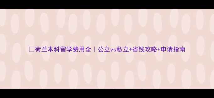 图片 💰荷兰本科留学费用全｜公立vs私立+省钱攻略+申请指南